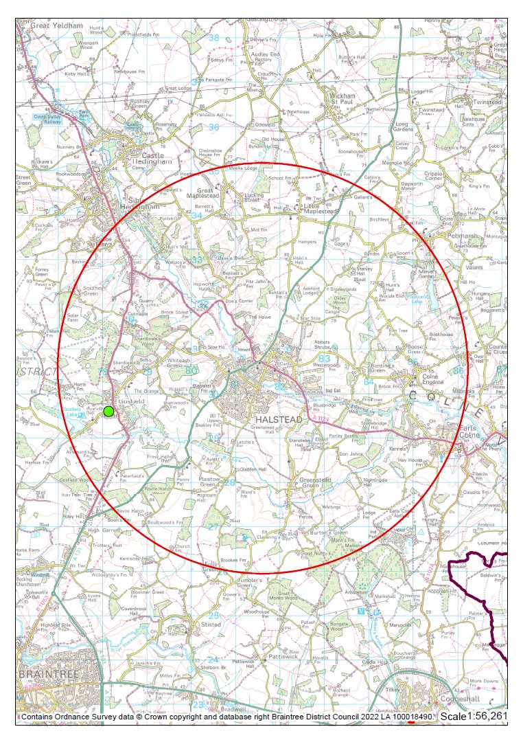 Download a map of Halstead showing 3 mile radius – Braintree District Council